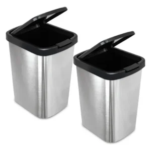 2 Lixeiras Click Cesto Lixo 09 Litros Inox Tampa Automática