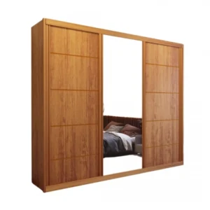 Guarda-roupa com Portas de Correr Ripadas Onix – Nature – 2,45 m