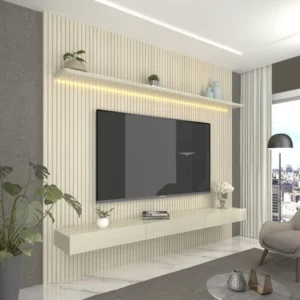 Painel para TV até 85 Polegadas Impressão Ripada com LED Requinte 220cm Off White