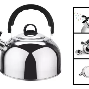 Chaleira Inox Bule Cafeteira Com Apito 2,5l Fogão Ceramico